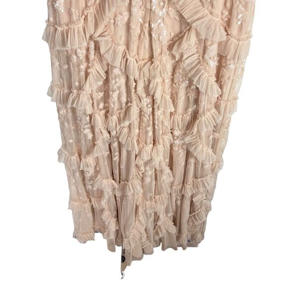 Mac Duggal WMNS 12 Blush Sequined Scallop Ruffle Tiered V Neck Gown Flirty Fun - Picture 9 of 12